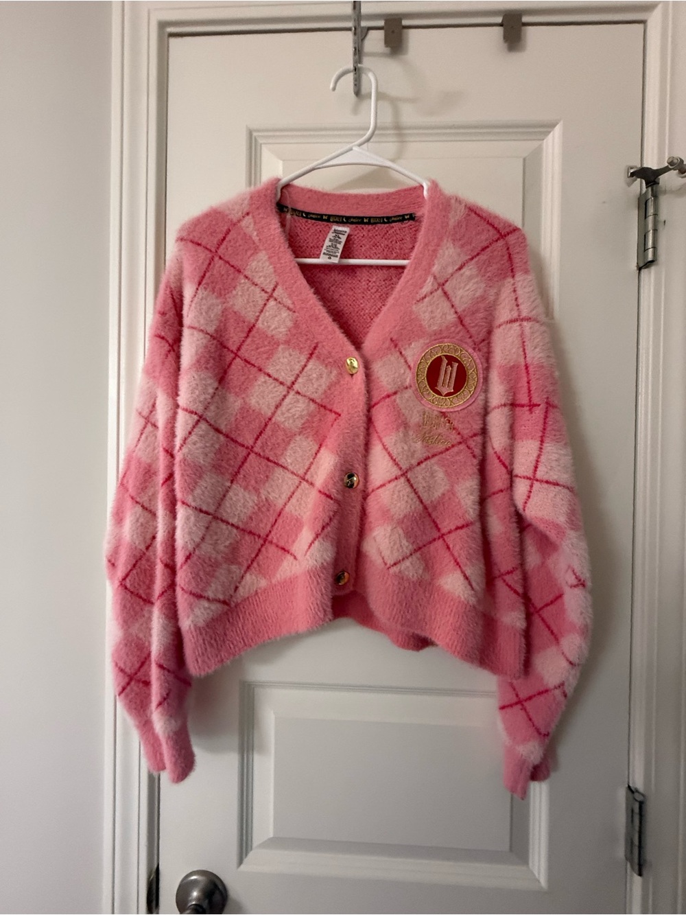 Wicked x Justice Pink Argyle Cardigan Kids XL (16/18)
